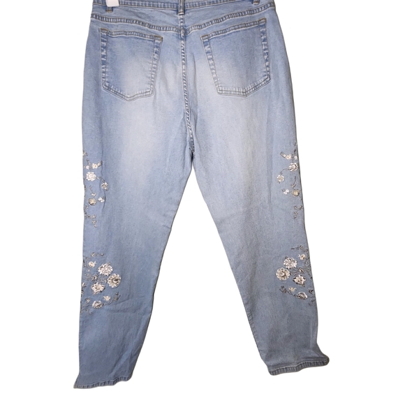 Lana Erica light blue embroidered jeans size 14 y2k 90's vibe jeans floral - Picture 2 of 11